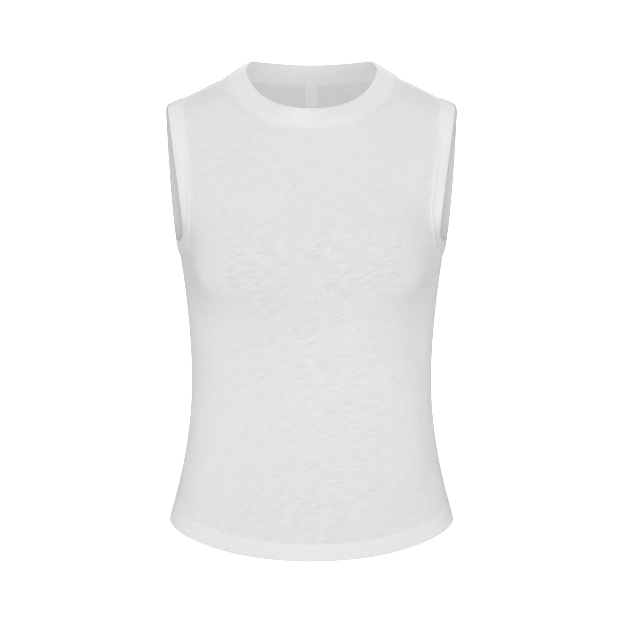 WORN IN JERSEY HIGH CREW TANK | SNOW FLAT ON A WHITE BACKGROUND | FLT