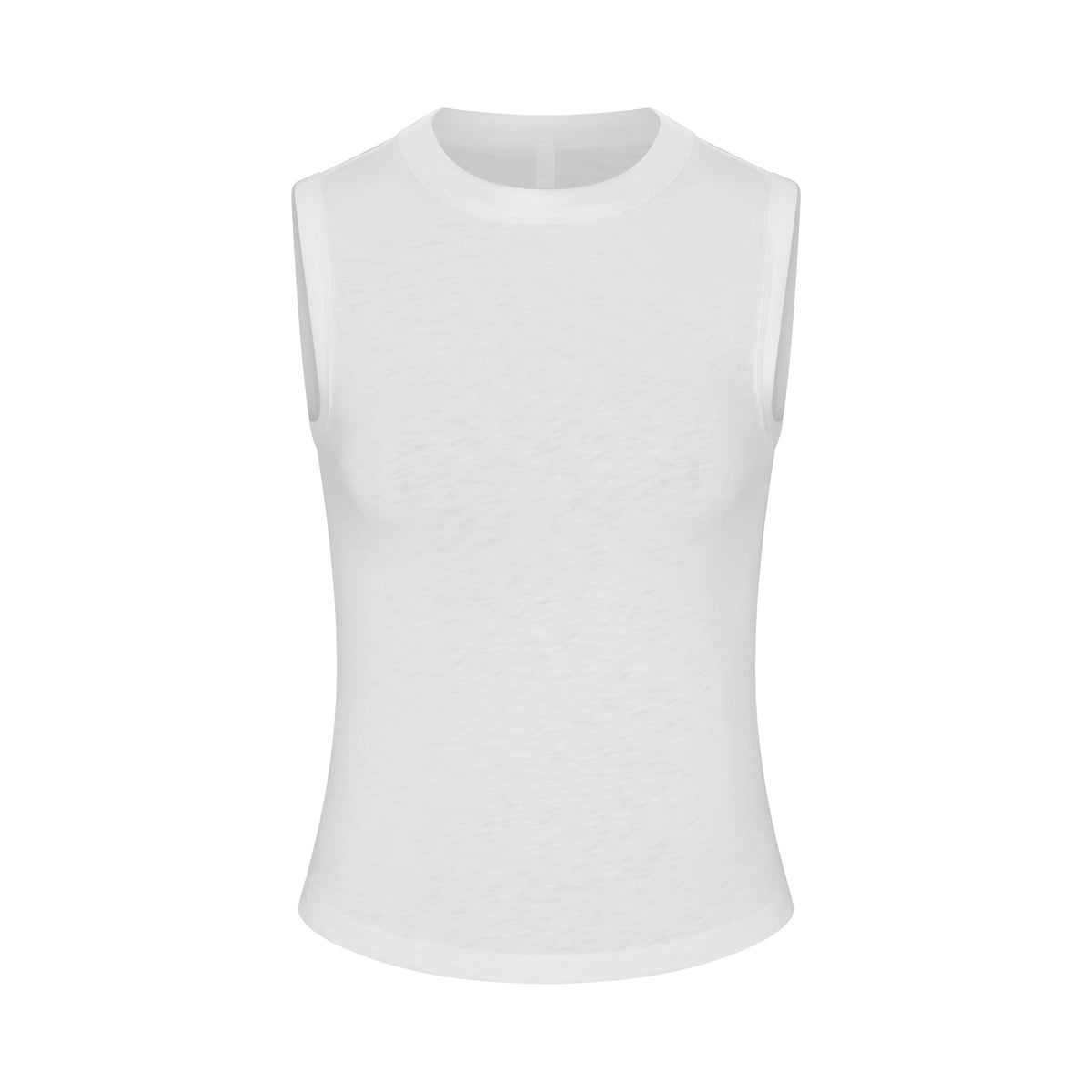 WORN IN JERSEY HIGH CREW TANK | SNOW FLAT ON A WHITE BACKGROUND | FLT