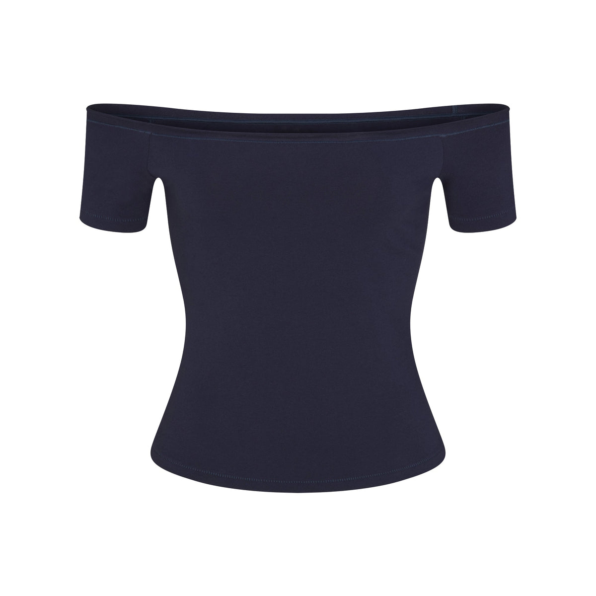 COTTON JERSEY OFF THE SHOULDER TOP | NAVY FLAT ON A WHITE BACKGROUND | FLT