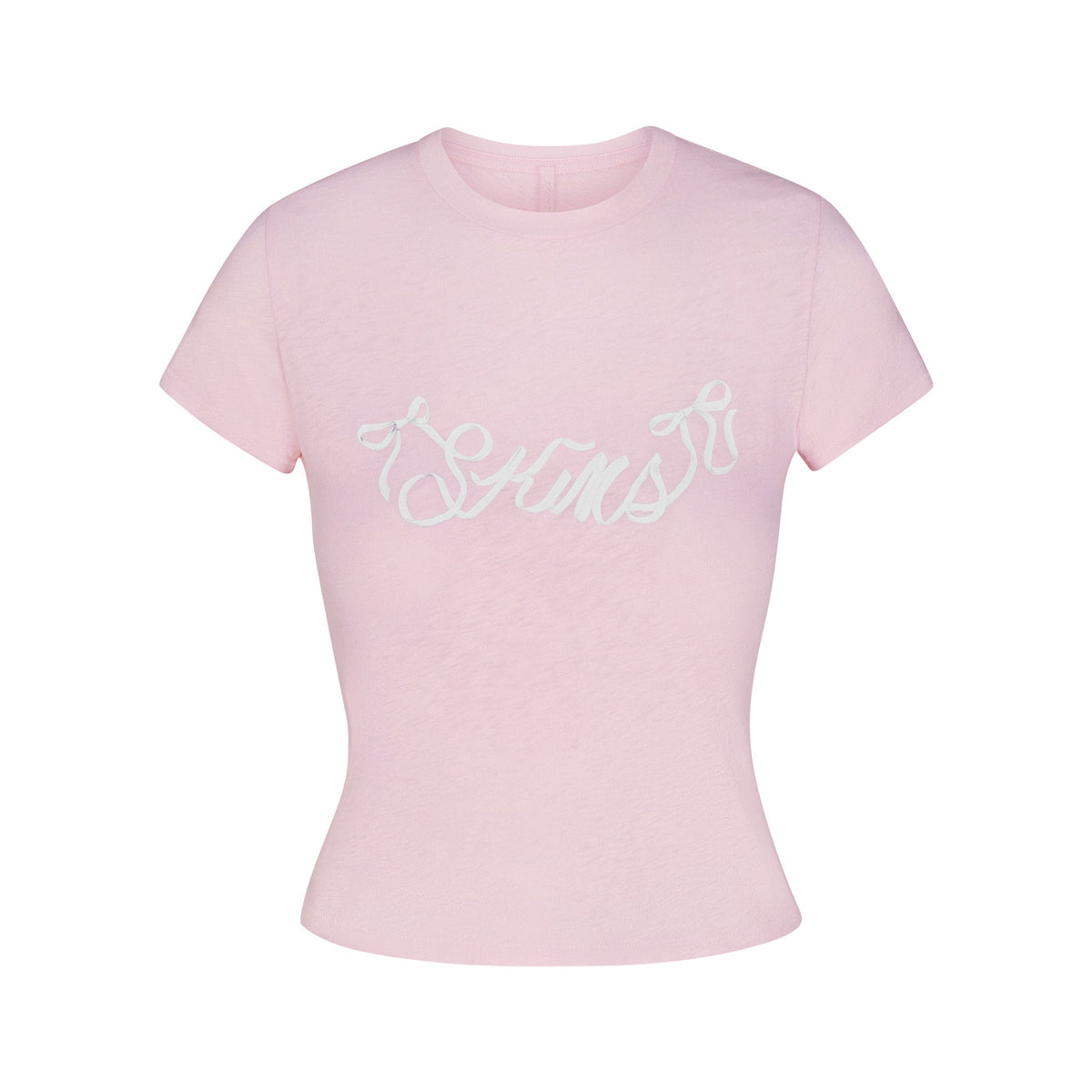 WORN IN JERSEY T-SHIRT | PEONY SKIMS BOW FLAT ON A WHITE BACKGROUND | FLT