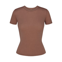 SHEER MODAL LONG T-SHIRT | SIENNA FLAT ON A WHITE BACKGROUND | FLT