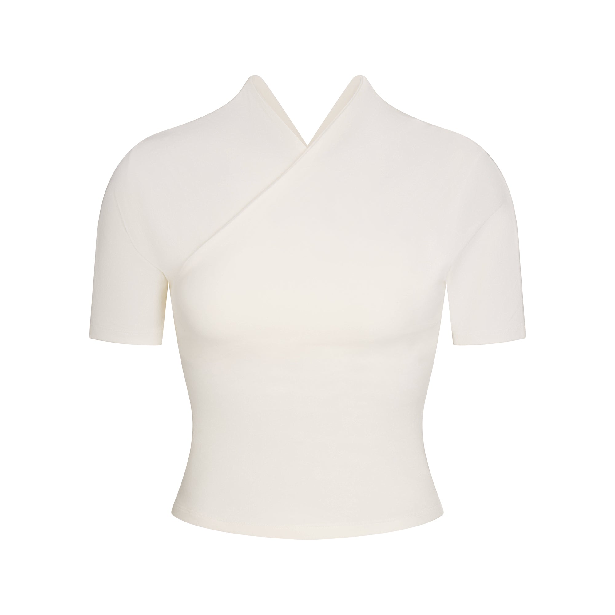 COTTON JERSEY WRAP TOP | MARBLE ON A MODEL FRONT VIEW @ | FOCUS: 0.0, 1.0, 0.9