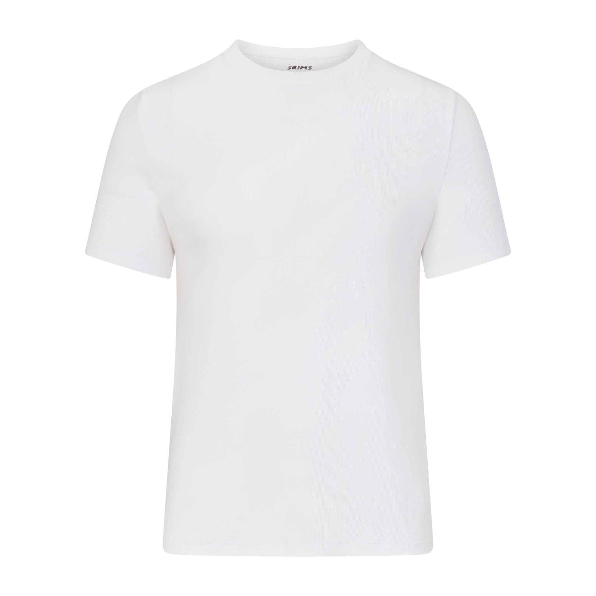 SKIMS COTTON MENS RIB T-SHIRT | CHALK FLAT ON A WHITE BACKGROUND | FLT