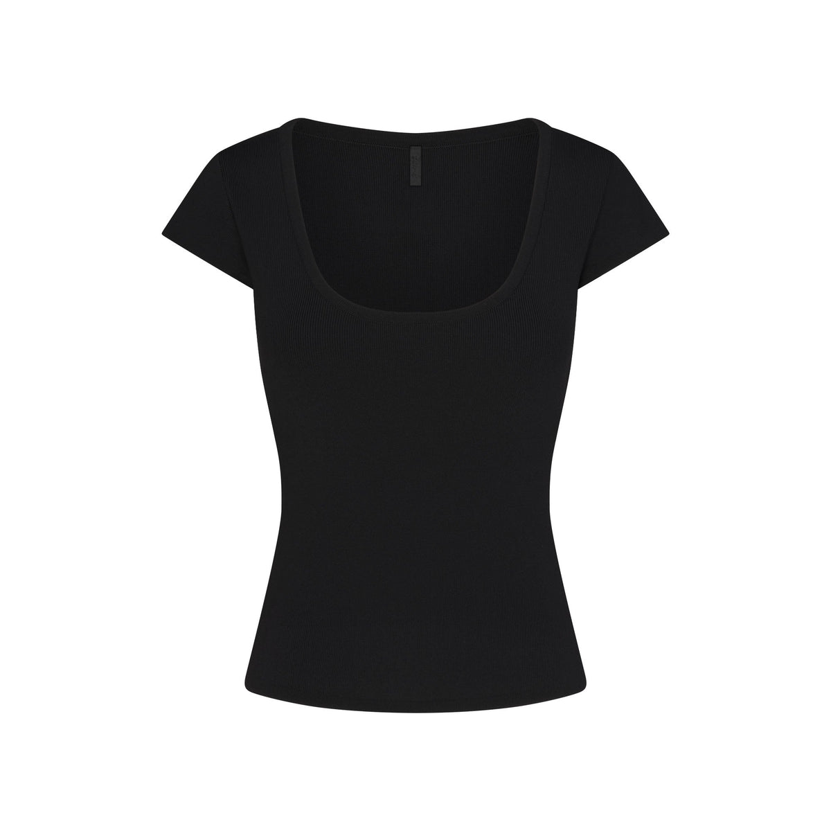 REFINED KNIT SCOOP NECK TOP | OBSIDIAN FLAT ON A WHITE BACKGROUND | FLT