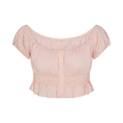 COTTON POPLIN OFF THE SHOULDER TOP | DUSTY PINK FLAT ON A WHITE BACKGROUND | FLT