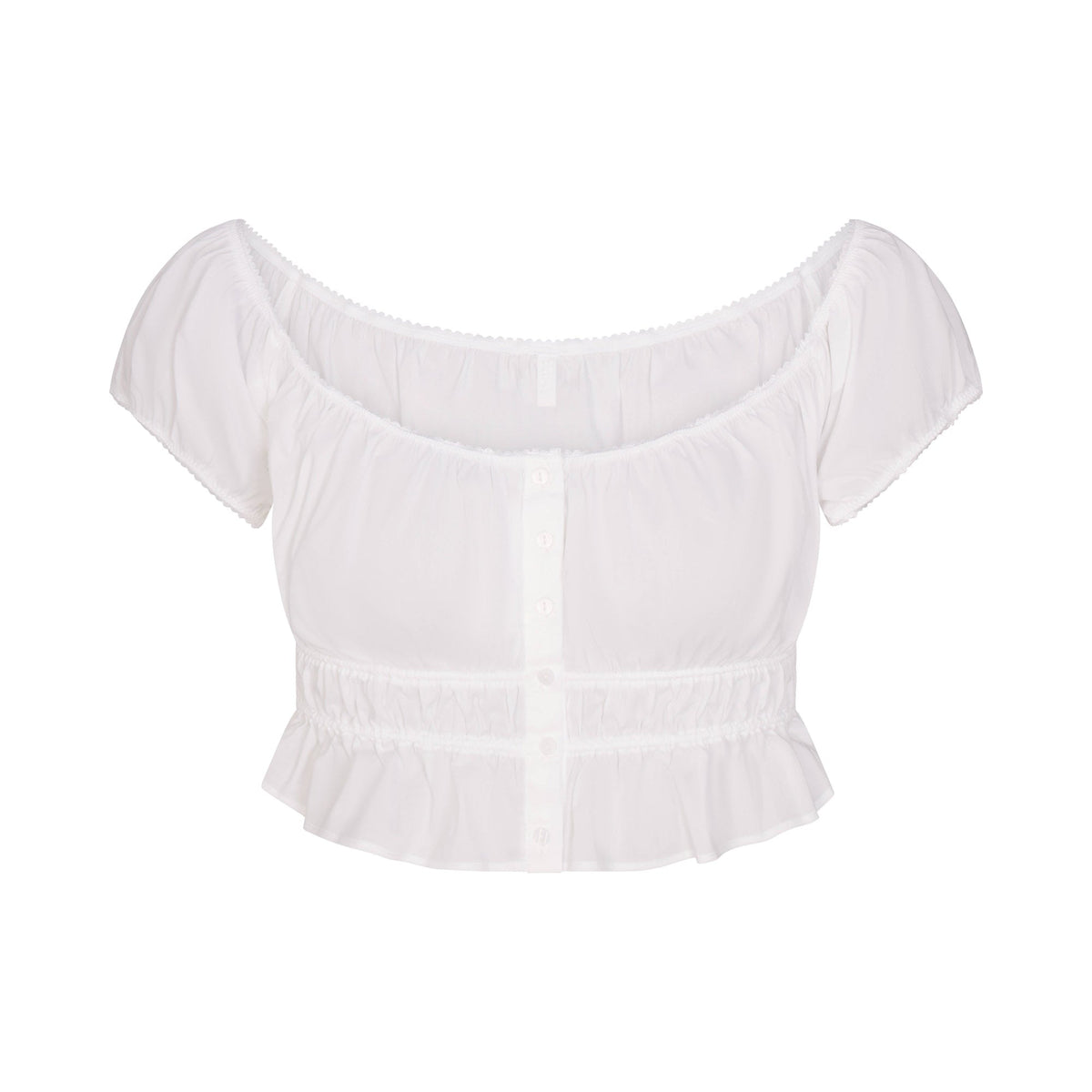 COTTON POPLIN OFF THE SHOULDER TOP | SNOW FLAT ON A WHITE BACKGROUND | FLT
