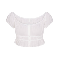 COTTON POPLIN OFF THE SHOULDER TOP | SNOW FLAT ON A WHITE BACKGROUND | FLT