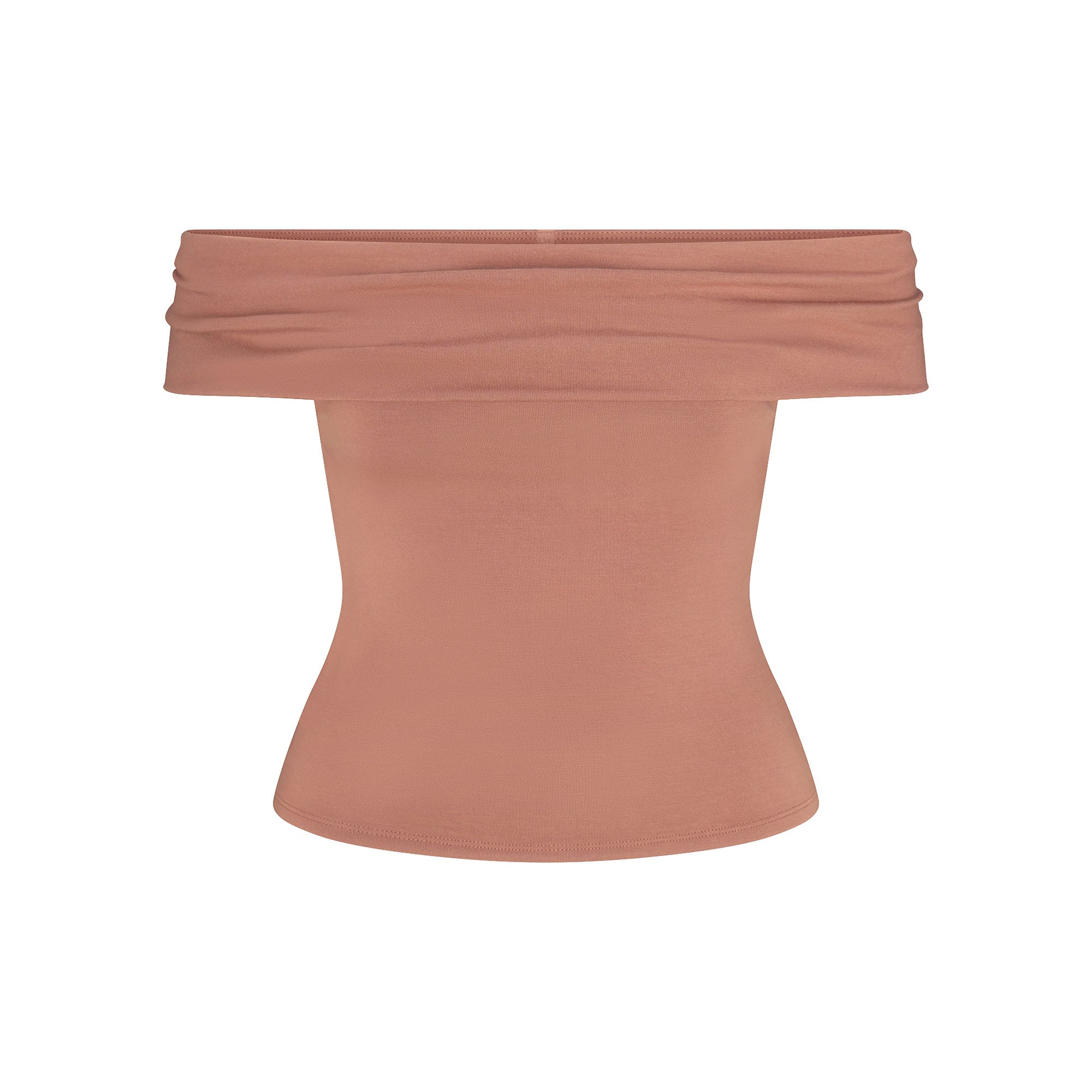 SMOOTH LAYERS SHORT SLEEVE TOP | NUTMEG FLAT ON A WHITE BACKGROUND | FLT