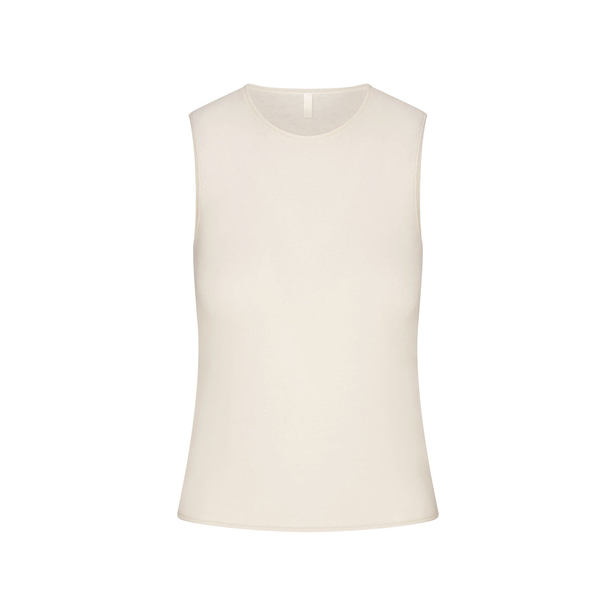 FEATHERWEIGHT CASHMERE SLEEVELESS TOP | EGRET FLAT ON A WHITE BACKGROUND | FLT