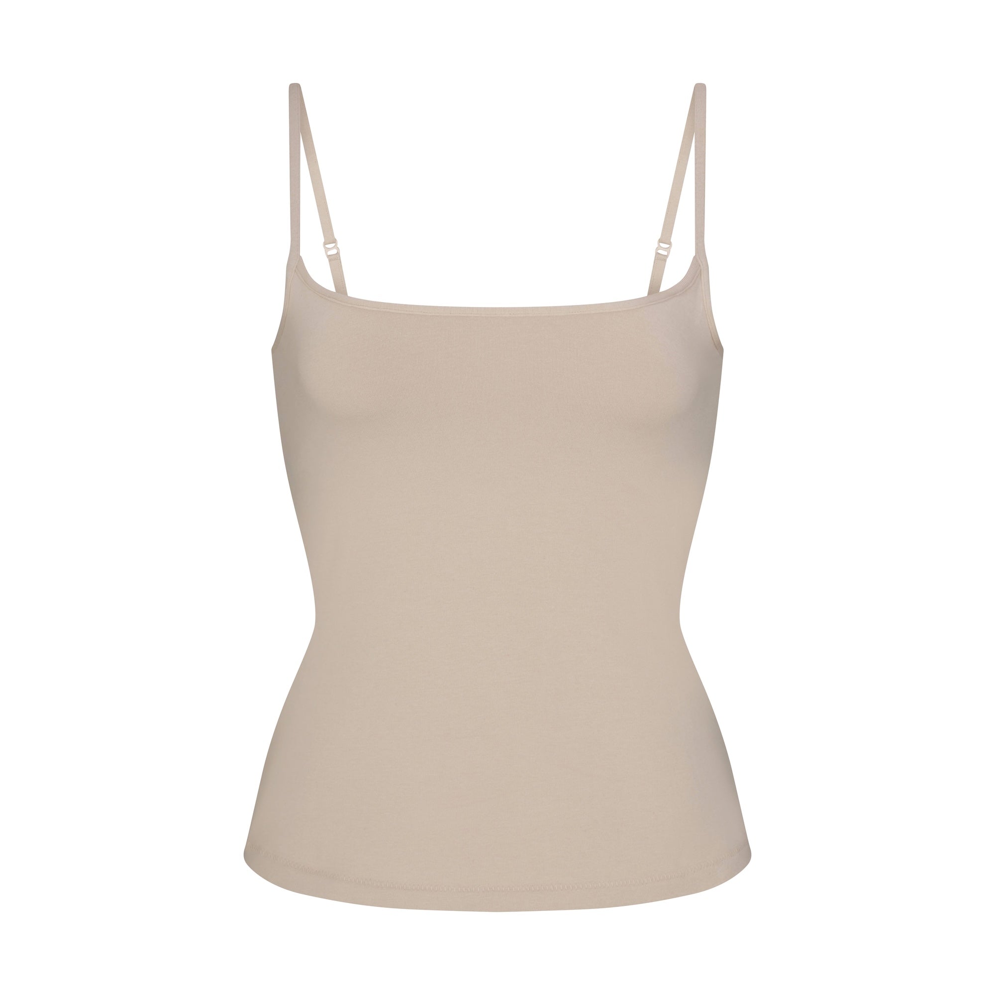 COTTON JERSEY SCOOP NECK CAMI | STONE FLAT ON A WHITE BACKGROUND | FLT
