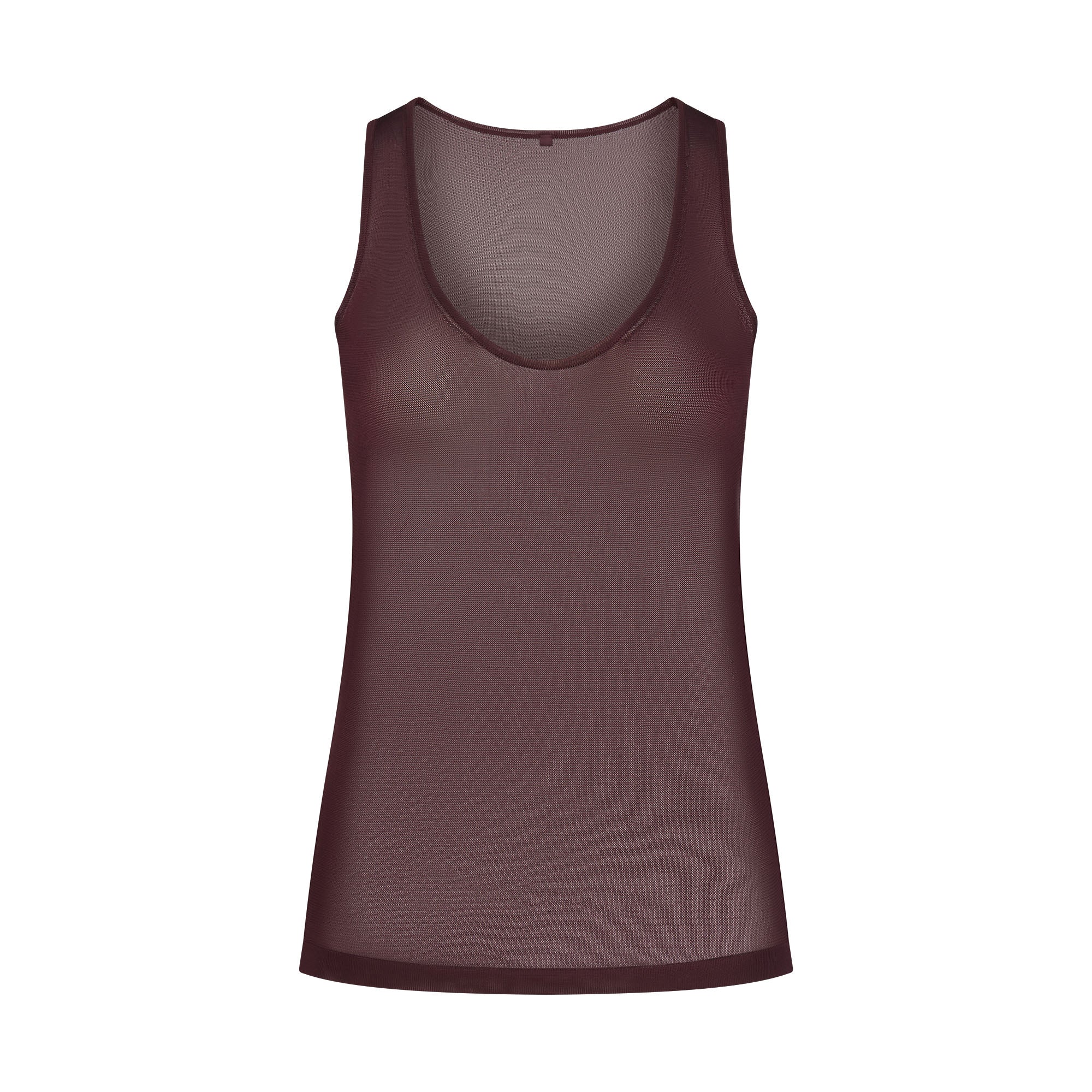 SLINKY KNIT SCOOP LONG TANK | CURRANT FLAT ON A WHITE BACKGROUND | FLT