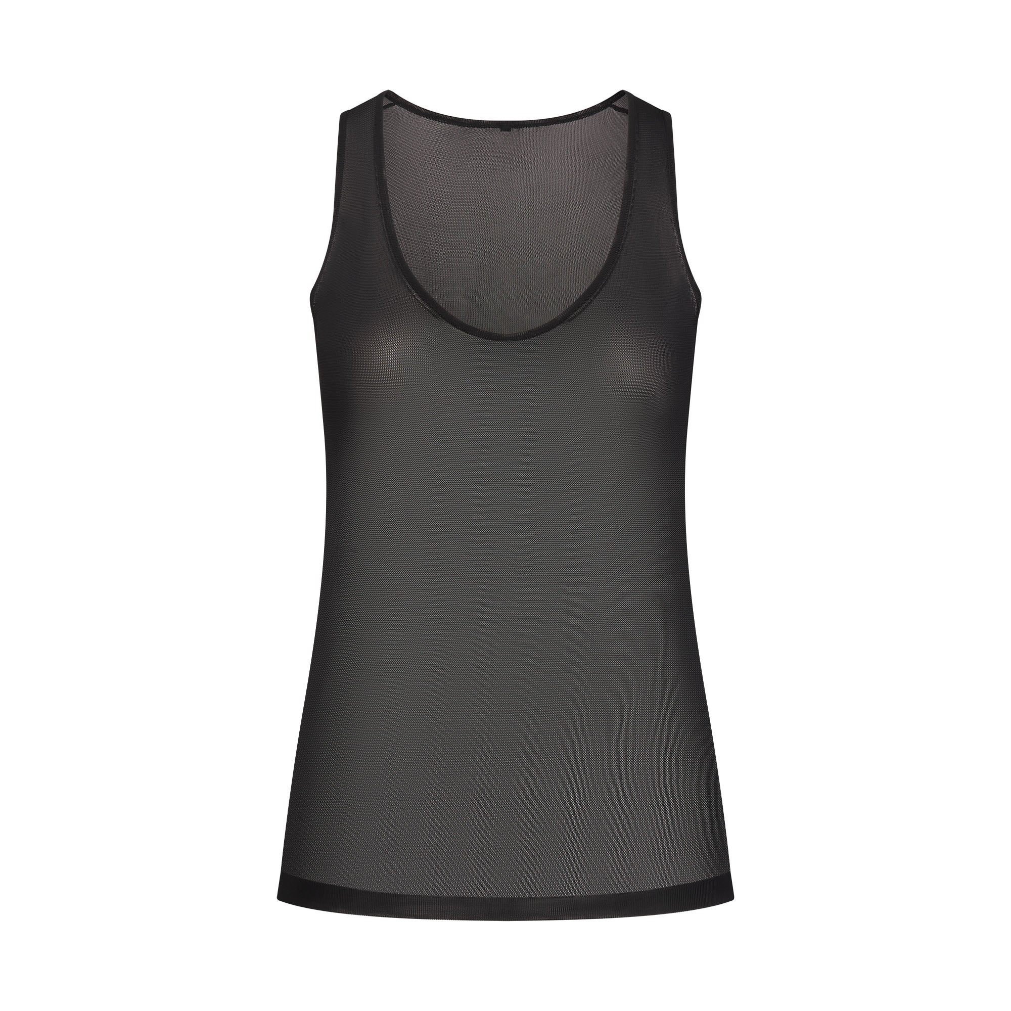 SLINKY KNIT SCOOP LONG TANK | OBSIDIAN FLAT ON A WHITE BACKGROUND | FLT