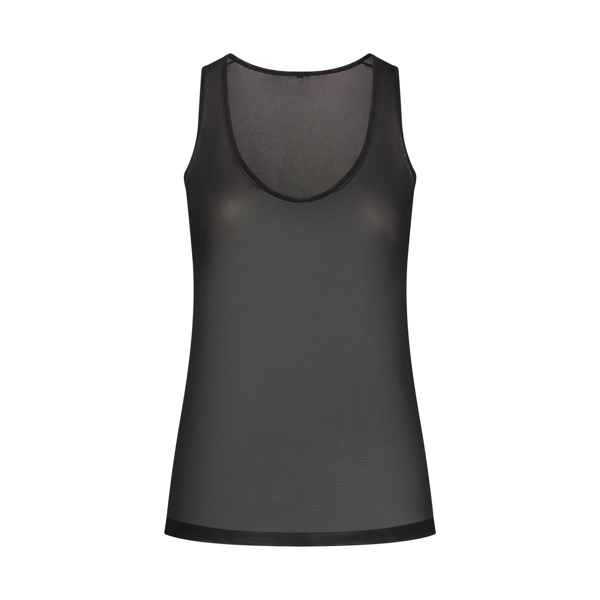 SLINKY KNIT SCOOP LONG TANK | OBSIDIAN FLAT ON A WHITE BACKGROUND | FLT