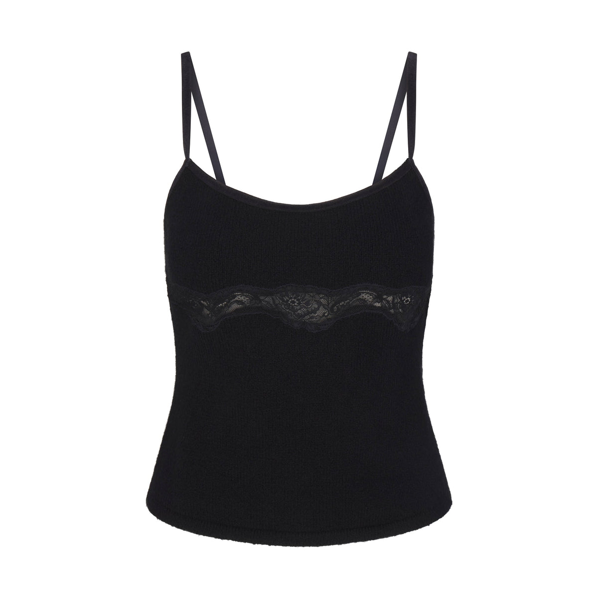 LACE KNIT TANK | OBSIDIAN FLAT ON A WHITE BACKGROUND | FLT