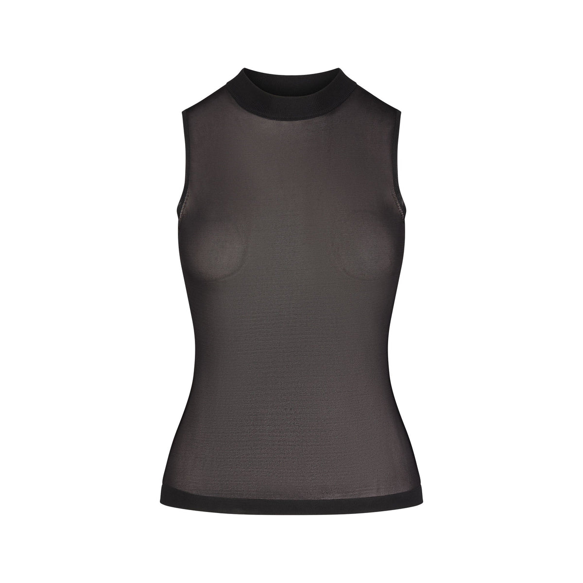 SLINKY KNIT MOCK NECK TANK | OBSIDIAN FLAT ON A WHITE BACKGROUND | FLT