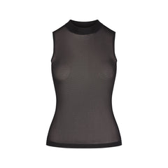 SLINKY KNIT MOCK NECK TANK | OBSIDIAN FLAT ON A WHITE BACKGROUND | FLT
