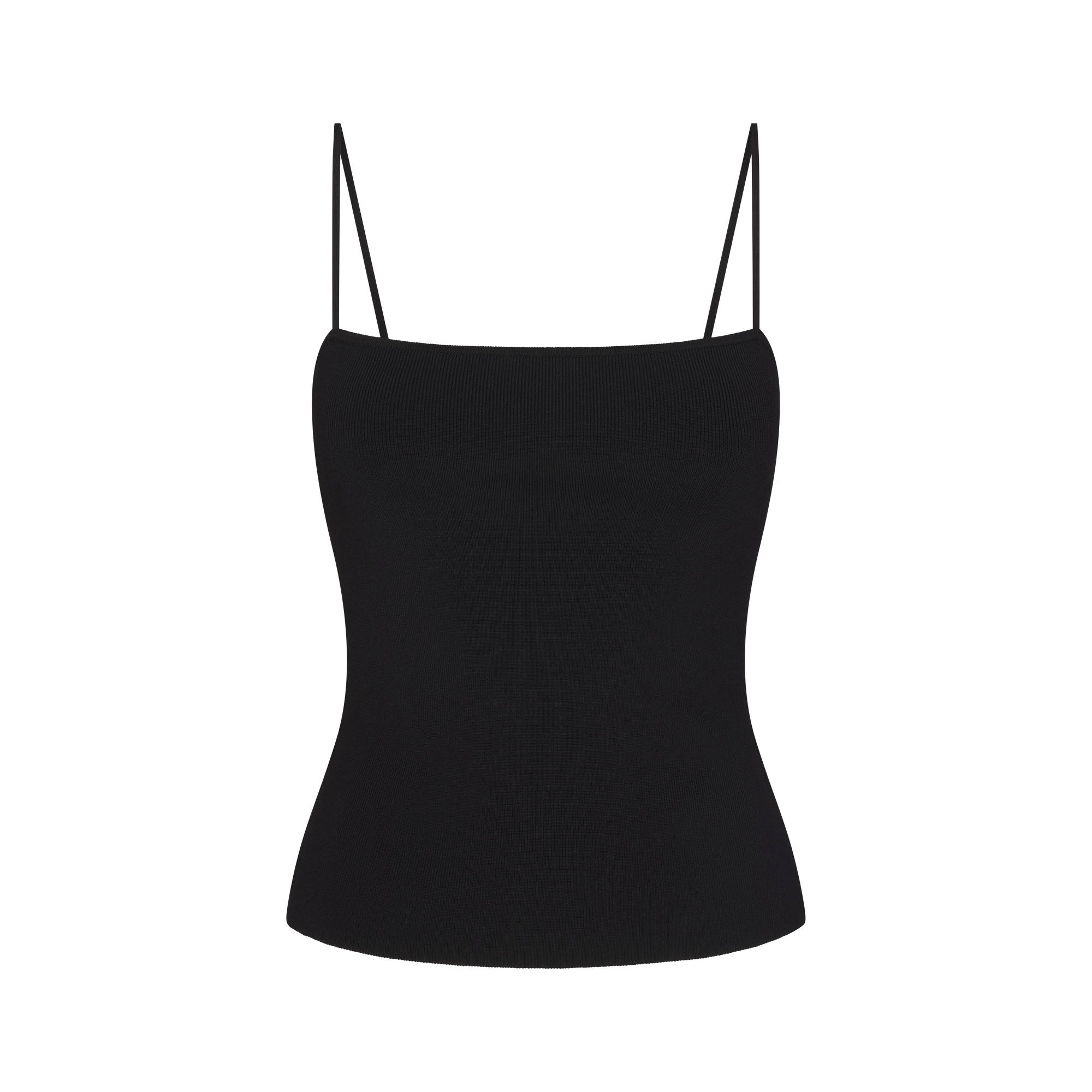 REFINED KNIT CAMI | OBSIDIAN FLAT ON A WHITE BACKGROUND | FLT