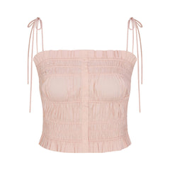 COTTON POPLIN RUFFLE CAMI | DUSTY PINK FLAT ON A WHITE BACKGROUND | FLT