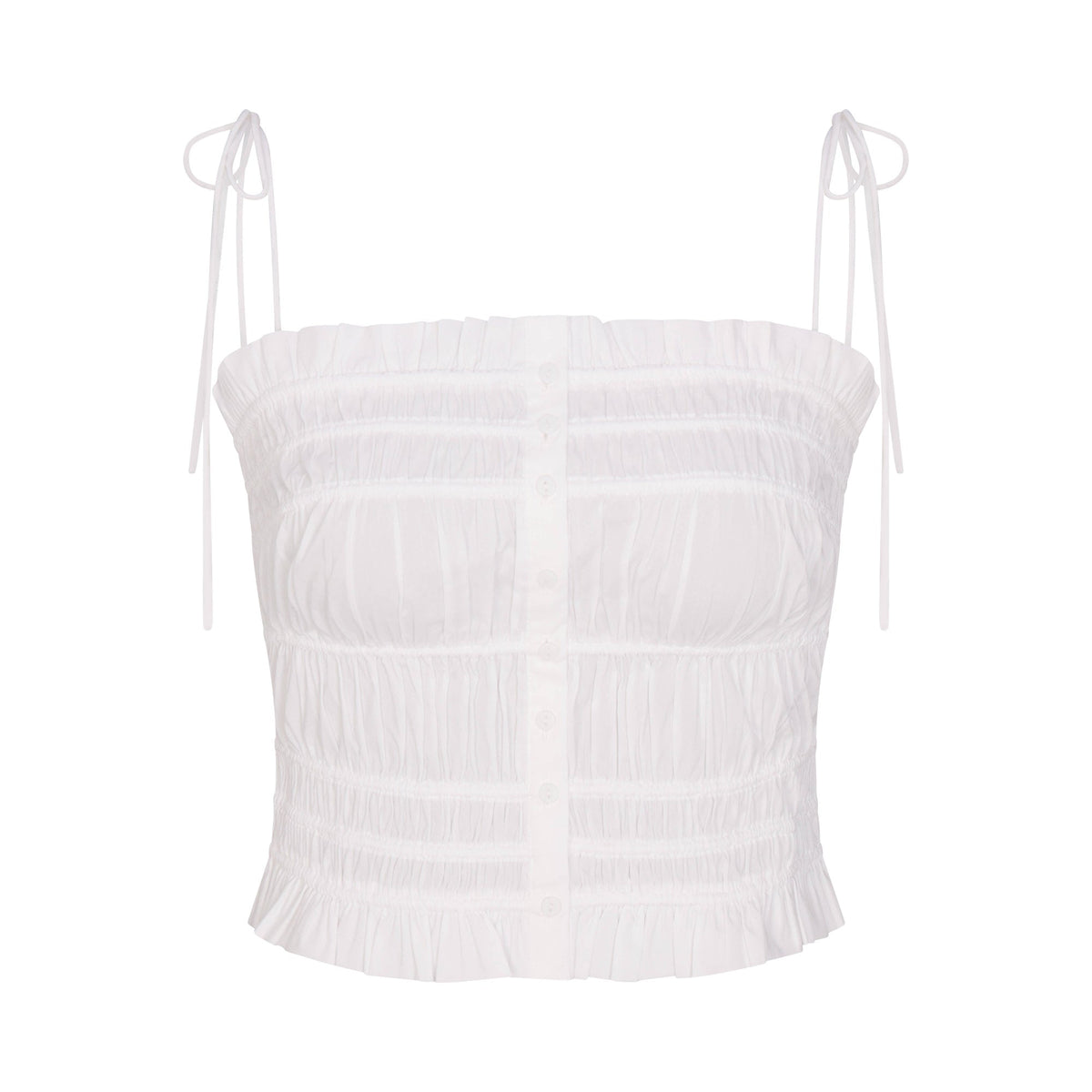 COTTON POPLIN RUFFLE CAMI | SNOW FLAT ON A WHITE BACKGROUND | FLT