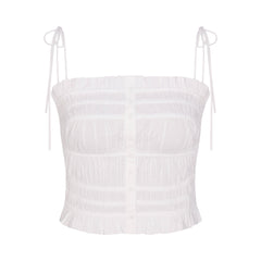 COTTON POPLIN RUFFLE CAMI | SNOW FLAT ON A WHITE BACKGROUND | FLT