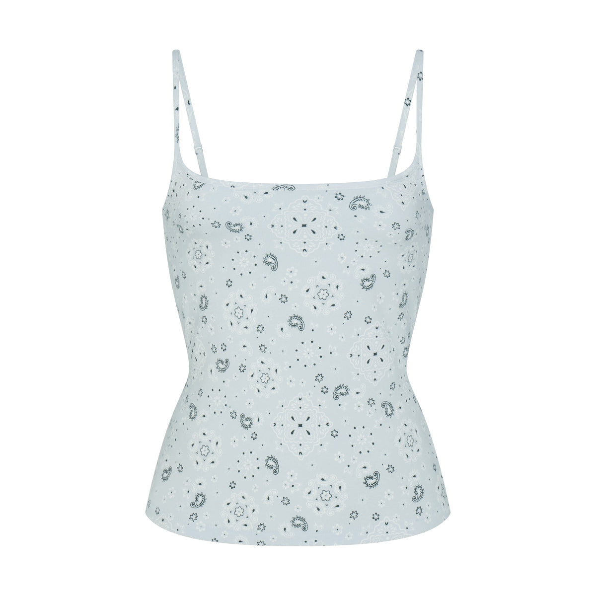 COTTON JERSEY SCOOP NECK CAMI | POWDER BLUE BANDANA FLAT ON A WHITE BACKGROUND | FLT