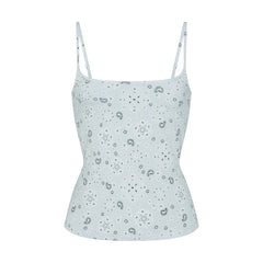 COTTON JERSEY SCOOP NECK CAMI | POWDER BLUE BANDANA FLAT ON A WHITE BACKGROUND | FLT