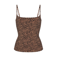 COTTON JERSEY SCOOP NECK CAMI | SIENNA NATURAL LEOPARD FLAT ON A WHITE BACKGROUND | FLT