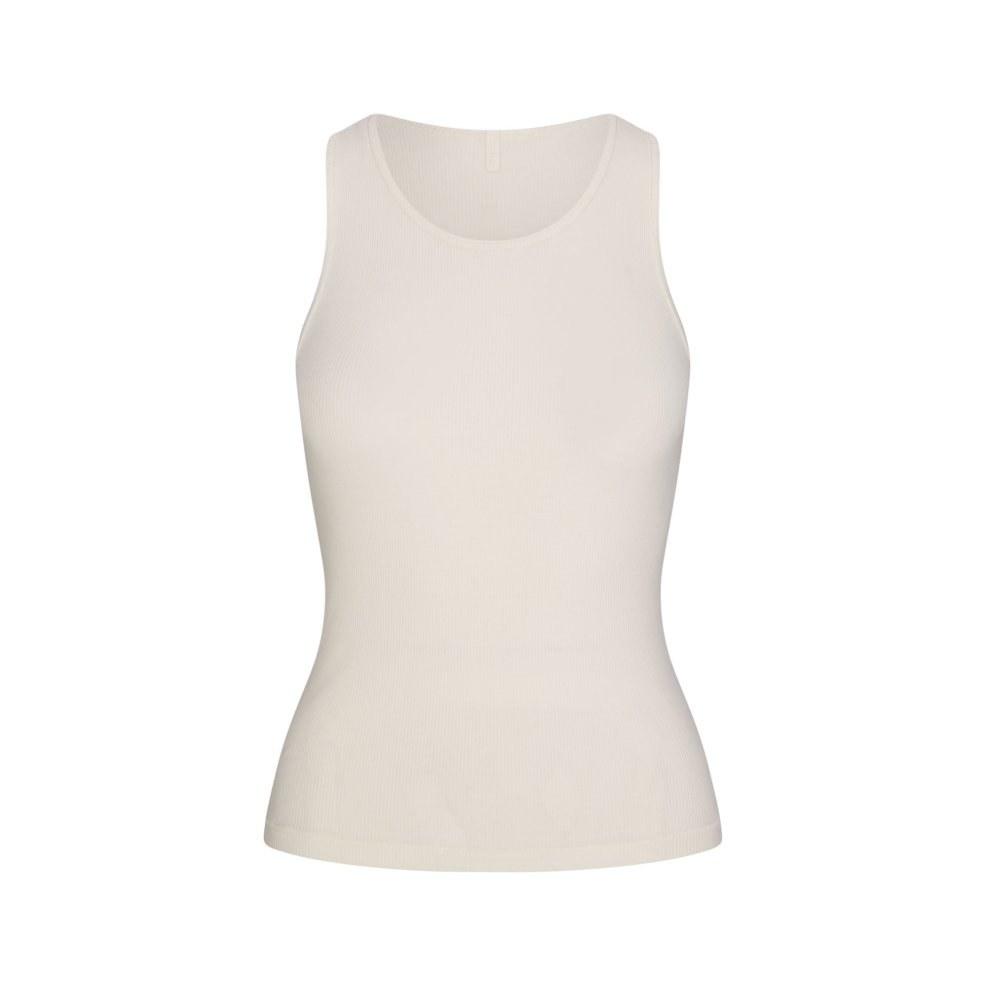 RIB SLEEP TANK | IVORY & LAYS FLAT ON A WHITE BACKGROUND | FLT