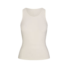 RIB SLEEP TANK | IVORY & LAYS FLAT ON A WHITE BACKGROUND | FLT