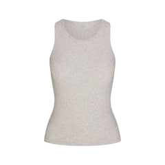 RIB SLEEP TANK | LIGHT HEATHER GREY FLAT ON A WHITE BACKGROUND | FLT