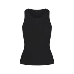 RIB SLEEP TANK | ONYX FLAT ON A WHITE BACKGROUND | FLT