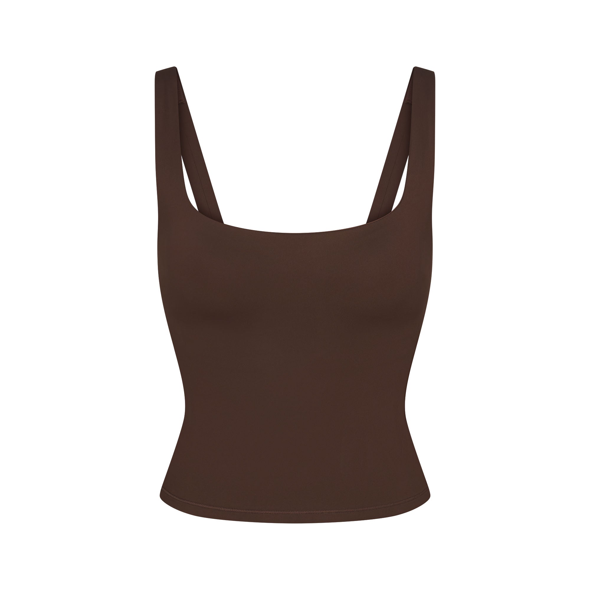 NikeSKIMS MATTE SQUARE NECK TANK | DARK SEPIA FLAT ON A WHITE BACKGROUND | FLT