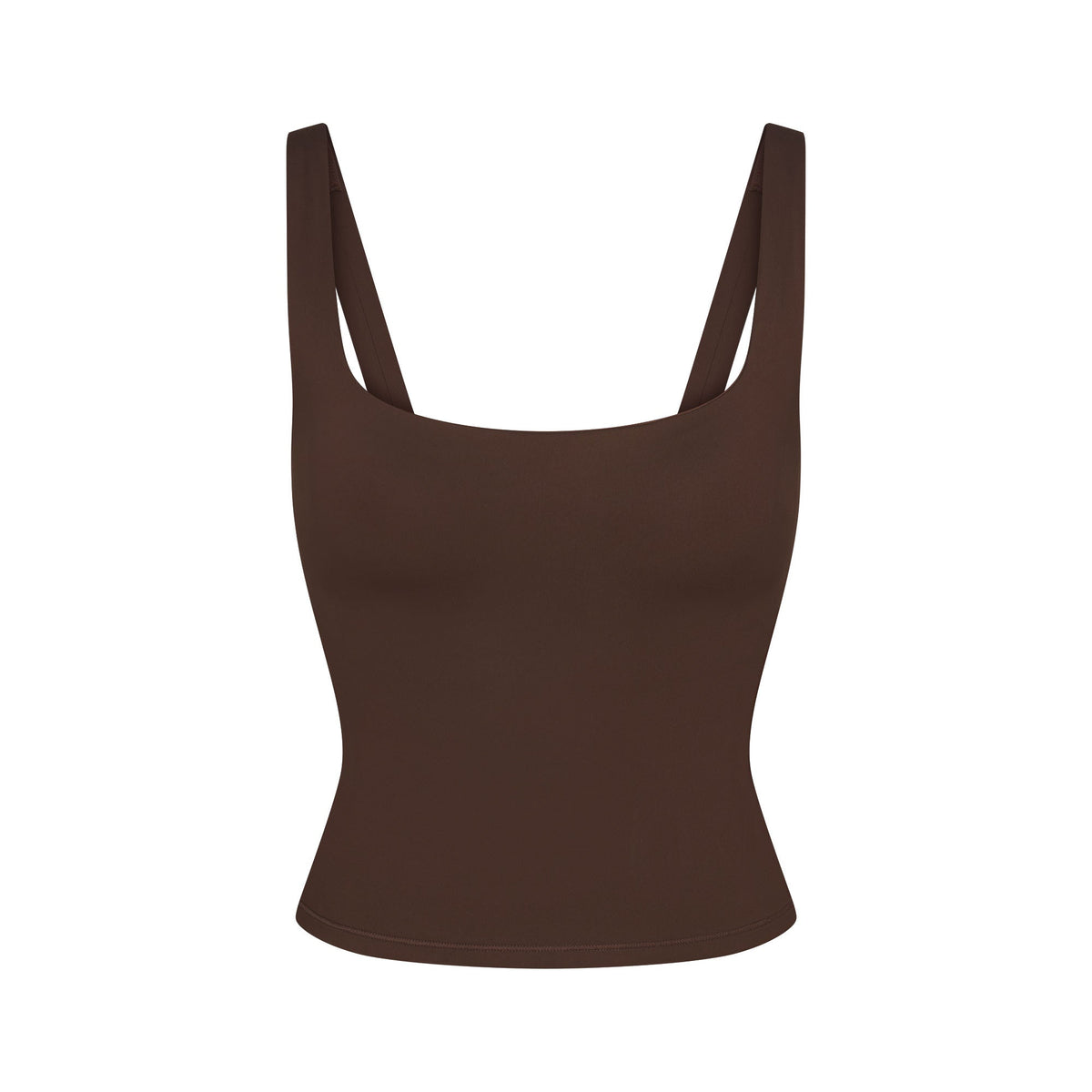 NikeSKIMS MATTE SQUARE NECK TANK | DARK SEPIA FLAT ON A WHITE BACKGROUND | FLT