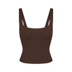 NikeSKIMS MATTE SQUARE NECK TANK | DARK SEPIA FLAT ON A WHITE BACKGROUND | FLT