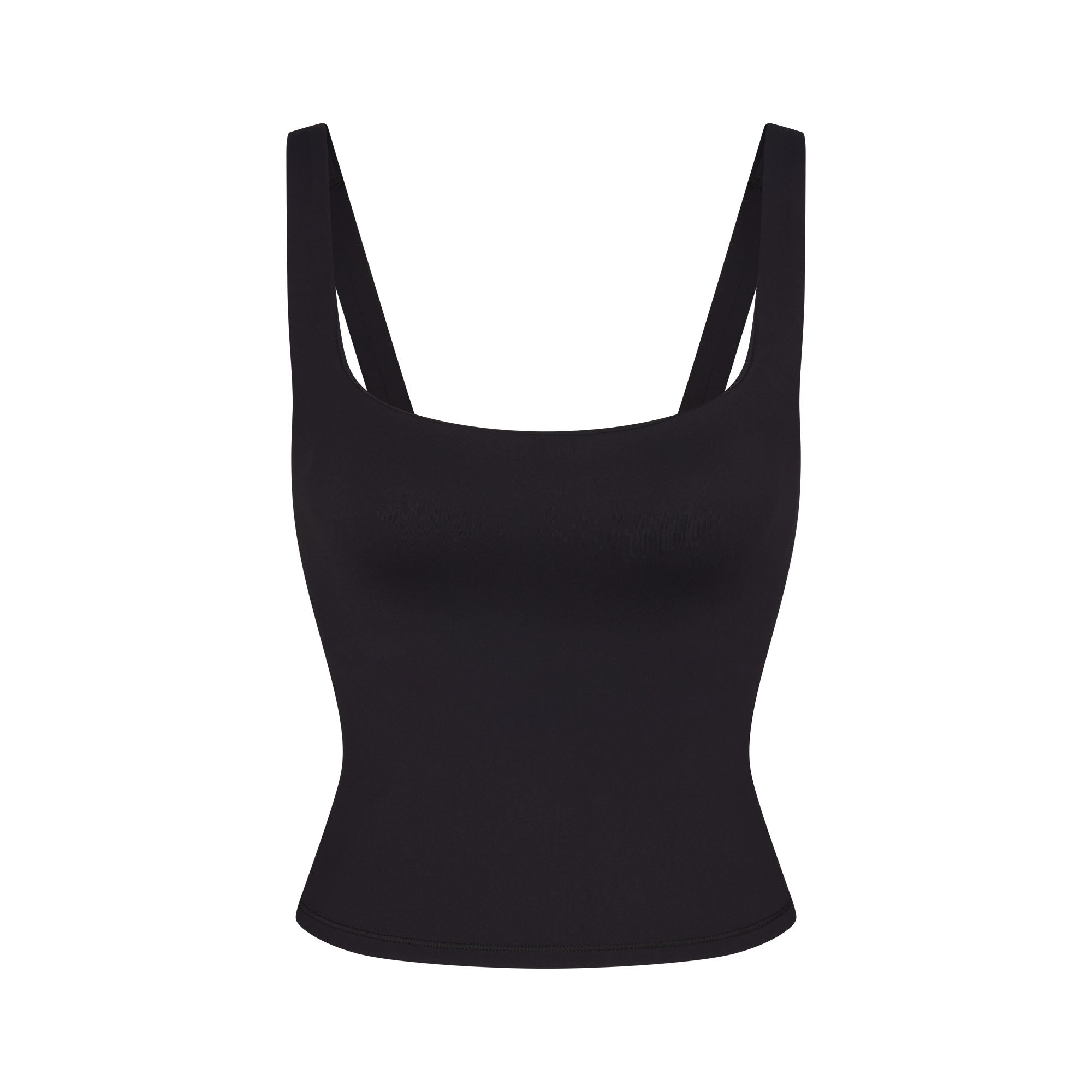 NikeSKIMS MATTE SQUARE NECK TANK | OBSIDIAN FLAT ON A WHITE BACKGROUND | FLT