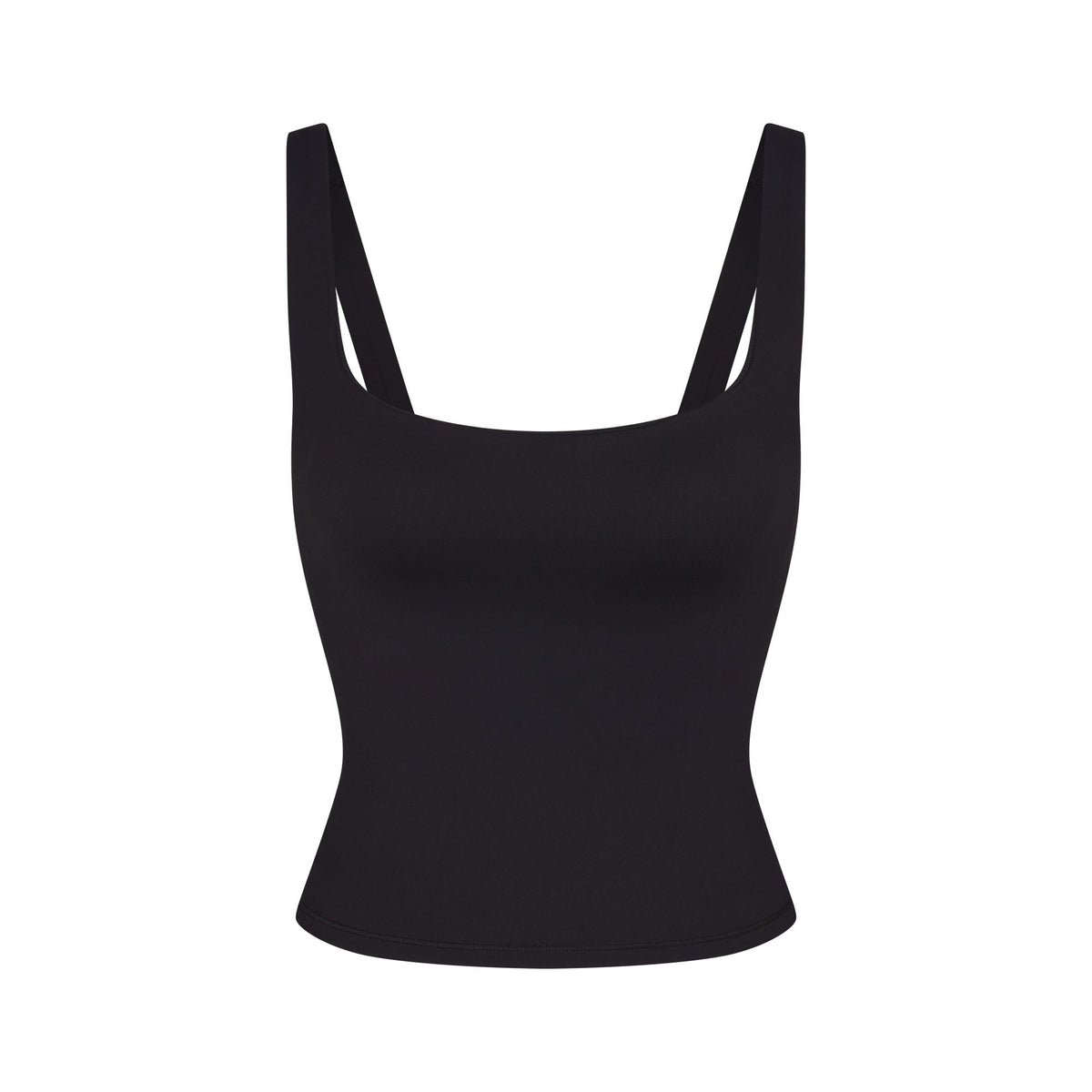 NikeSKIMS MATTE SQUARE NECK TANK | OBSIDIAN FLAT ON A WHITE BACKGROUND | FLT