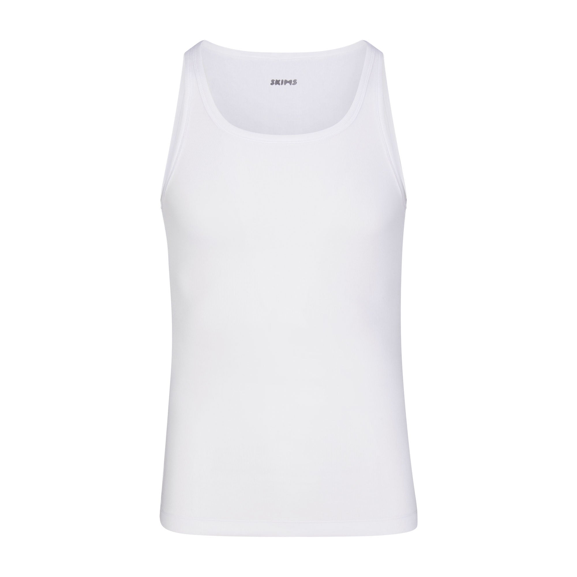SKIMS COTTON MENS RIB TANK 3-PACK LAYS FLAT ON A WHITE BACKGROUND | FLT