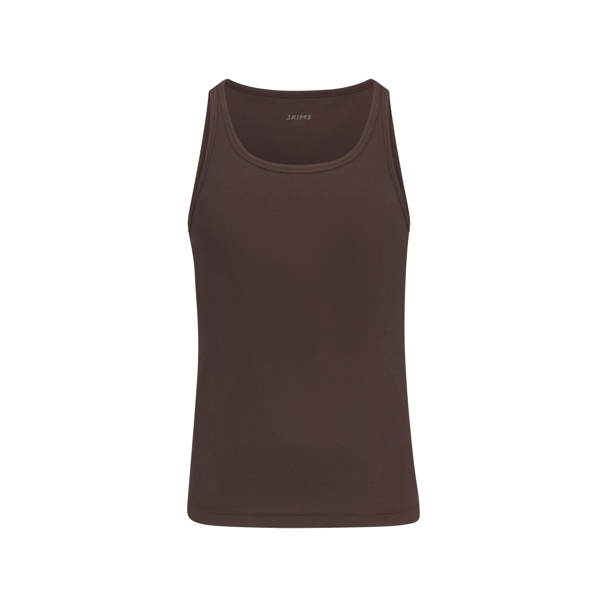 SKIMS COTTON MENS RIB TANK 3-PACK | VERDANT DARK SEPIA MULTI FLAT ON A WHITE BACKGROUND | FLT