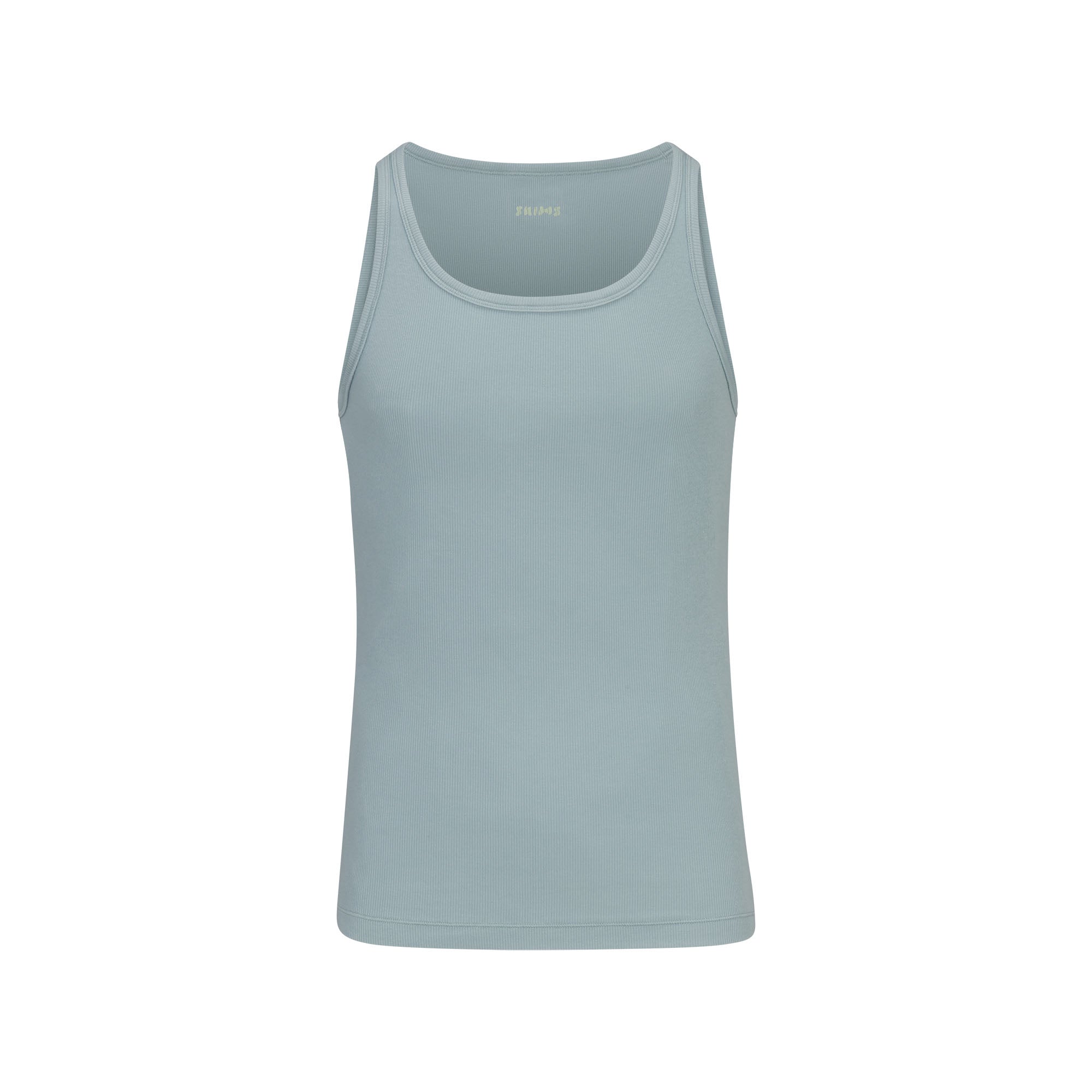 SKIMS COTTON MENS RIB TANK 3-PACK | VERDANT DARK SEPIA MULTI FLAT ON A WHITE BACKGROUND | FLT