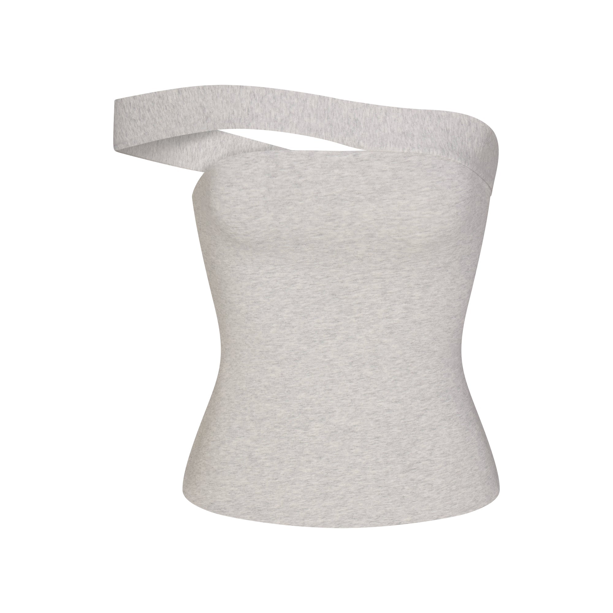 COTTON JERSEY ASYMMETRICAL TUBE TOP | LIGHT HEATHER GREY FLAT ON A WHITE BACKGROUND | FLT