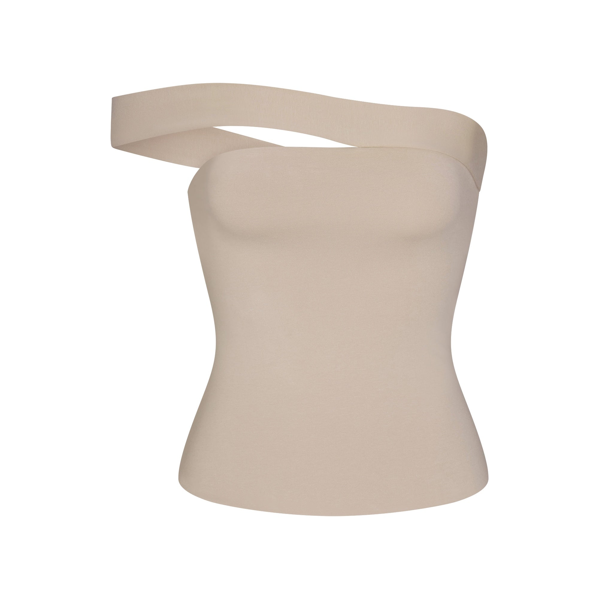 COTTON JERSEY ASYMMETRICAL TUBE TOP | STONE FLAT ON A WHITE BACKGROUND | FLT