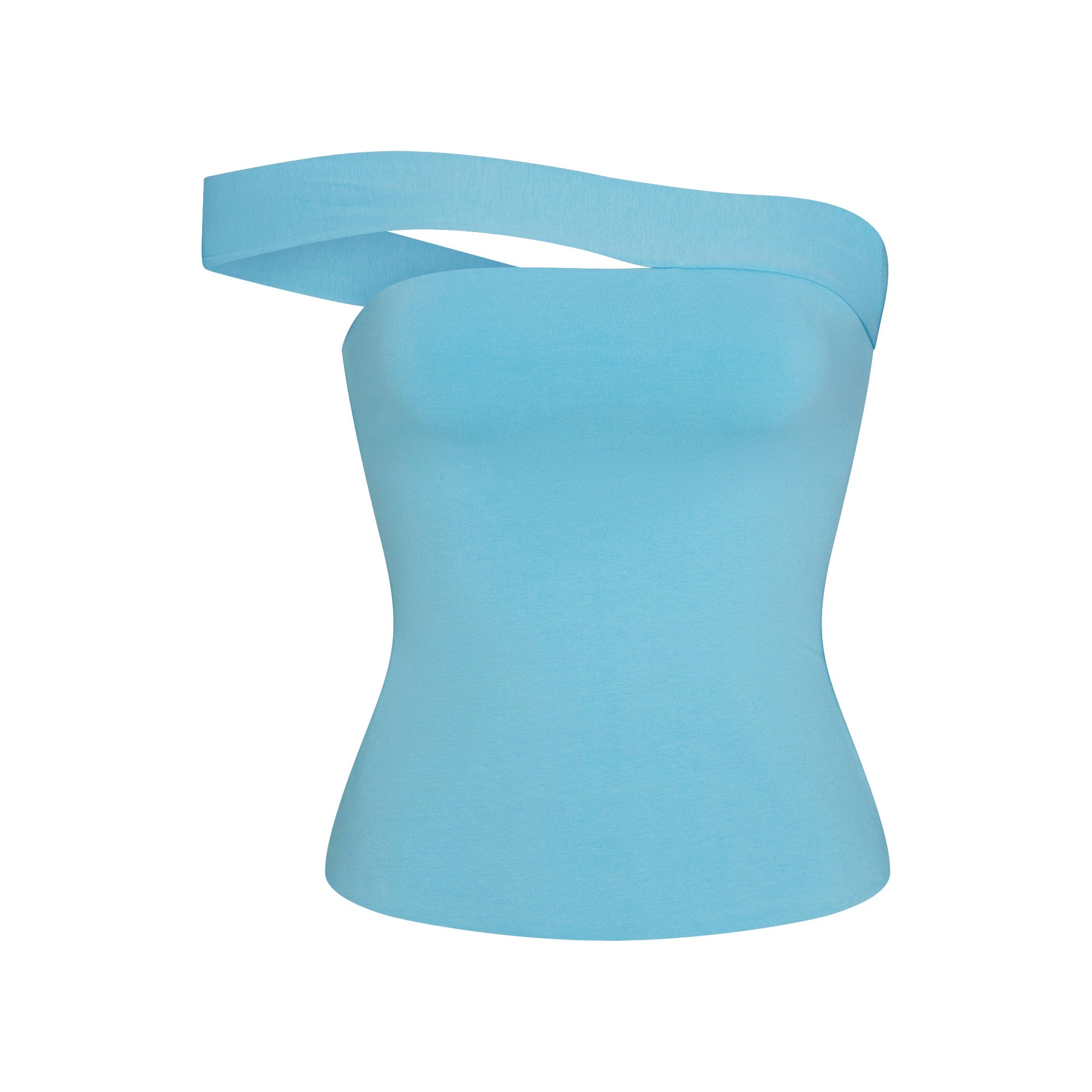 COTTON JERSEY ASYMMETRICAL TOP | WATER LAYS FLAT ON A WHITE BACKGROUND | FLT