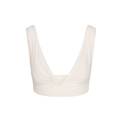 VETTESE X SKIMS SHEER MODAL DRAPED BRALETTE | ECRU FLAT ON A WHITE BACKGROUND | FLT