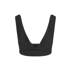SHEER MODAL DRAPED BRALETTE | ONYX FLAT ON A WHITE BACKGROUND | FLT