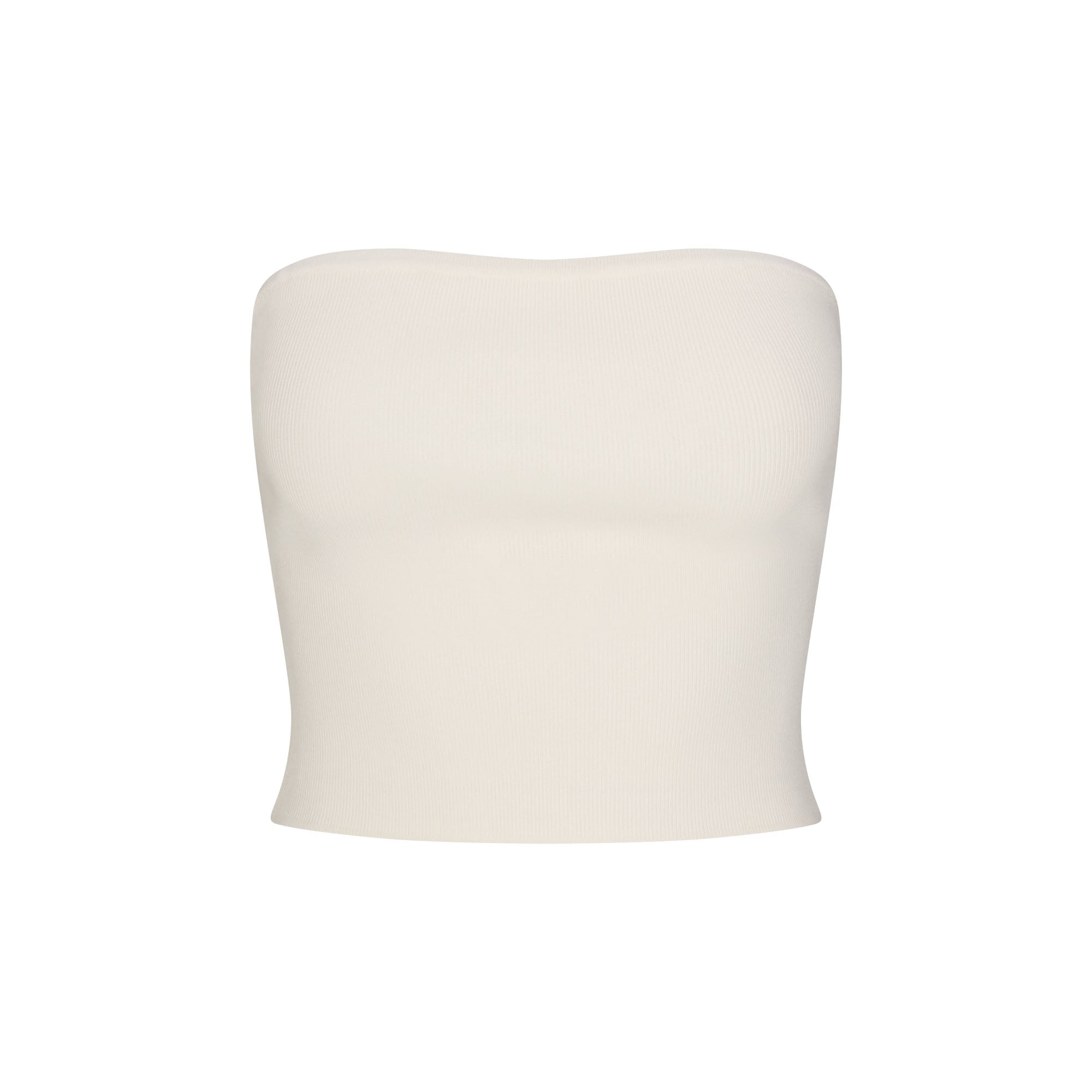 REFINED KNIT TUBE TOP | EGRET FLAT ON A WHITE BACKGROUND | FLT