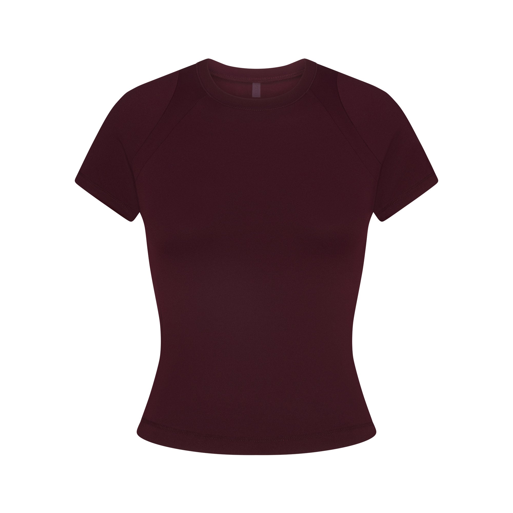 NikeSKIMS AIRY BABY TEE | CURRANT FLAT ON A WHITE BACKGROUND | FLT