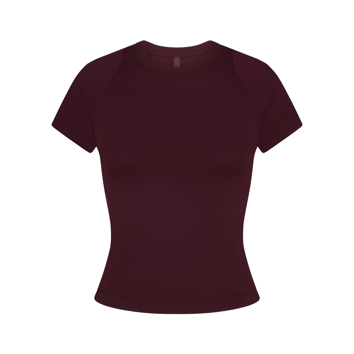 NikeSKIMS AIRY BABY TEE | CURRANT FLAT ON A WHITE BACKGROUND | FLT