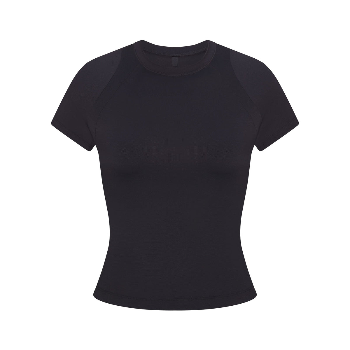 NikeSKIMS AIRY BABY TEE | NSKM OBSIDIAN LAYS FLAT ON A WHITE BACKGROUND | FLT