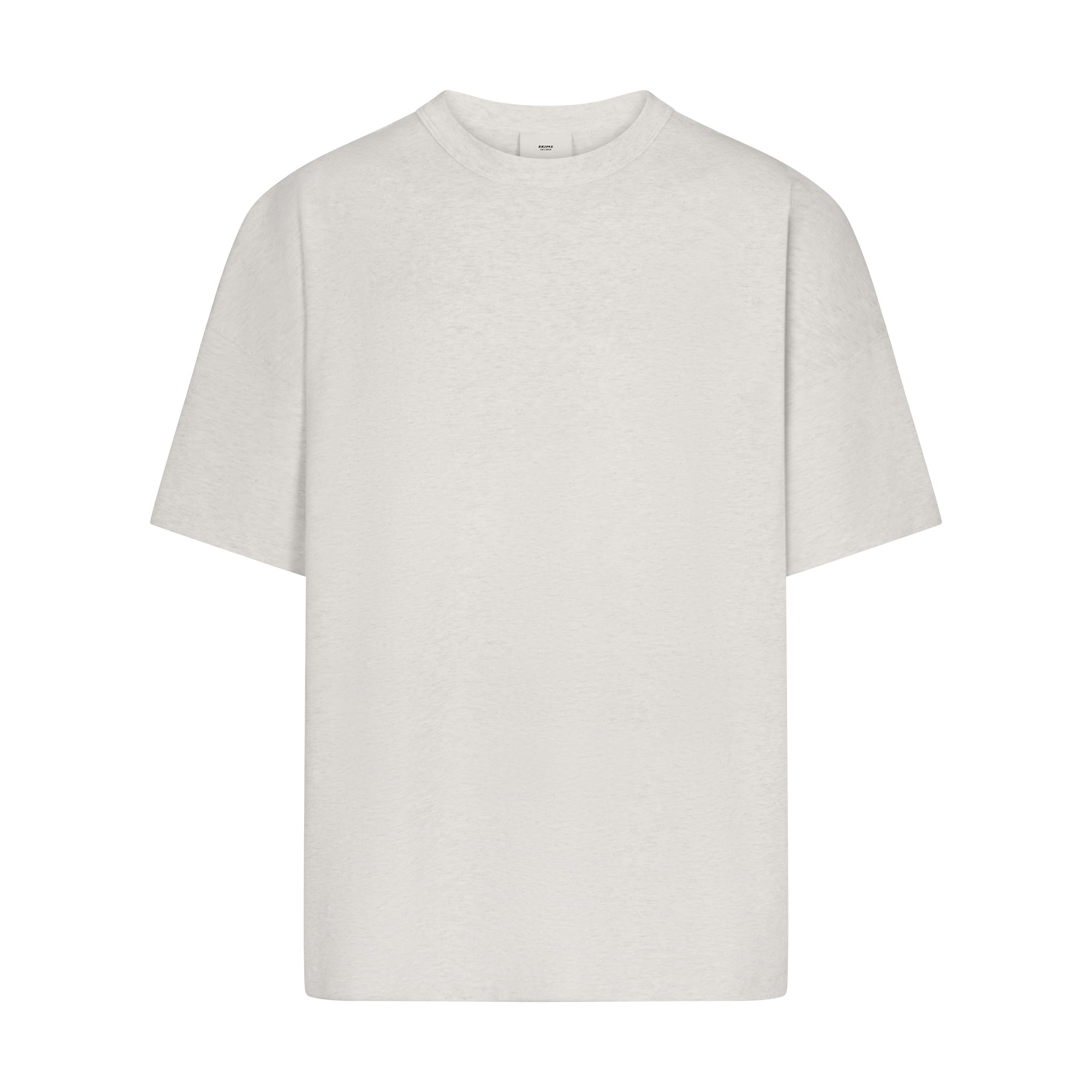 JERSEY LOUNGE MENS OVERSIZED T-SHIRT | CHALK HEATHER FLAT ON A WHITE BACKGROUND | FLT
