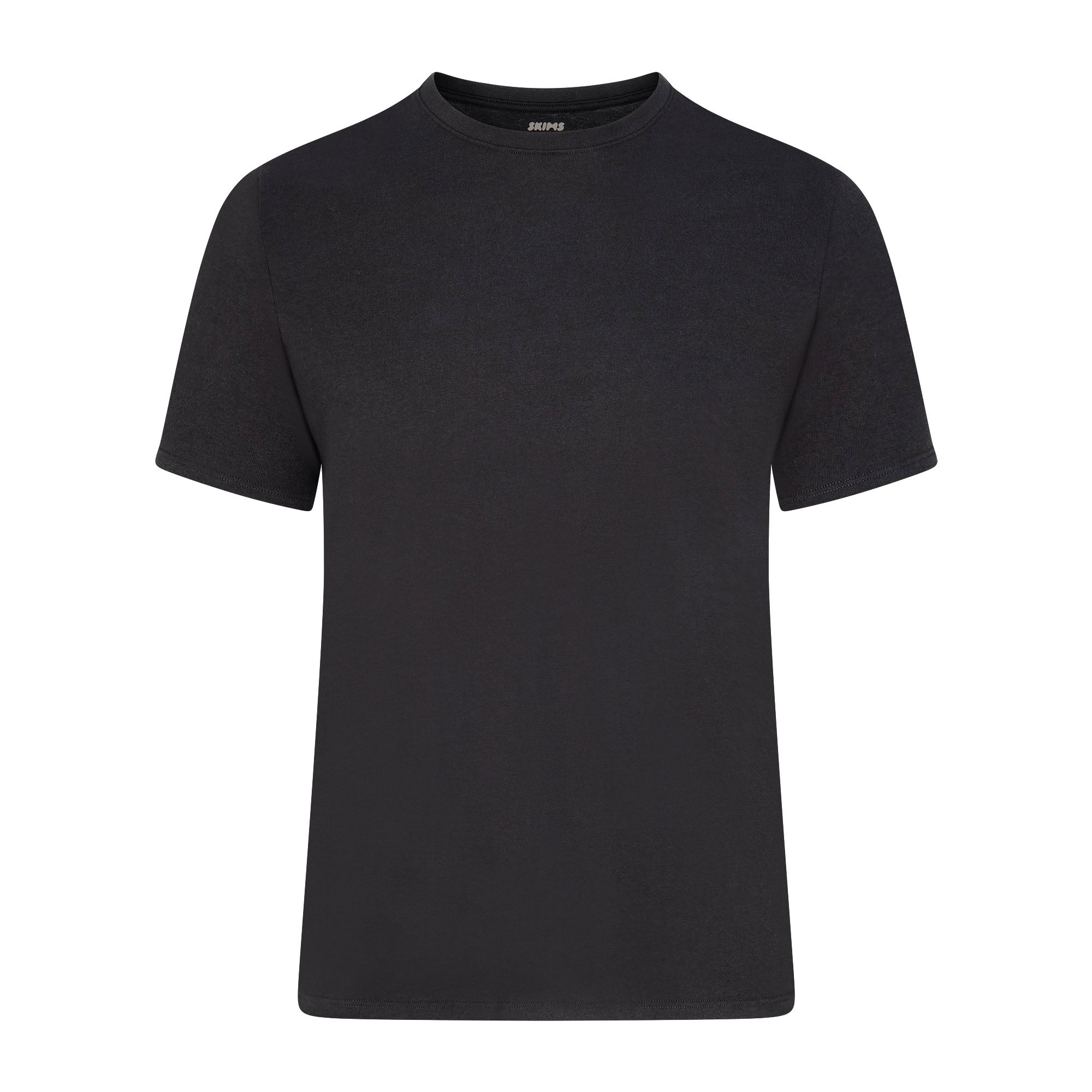 SKIMS COTTON MENS CLASSIC T-SHIRT | ONYX (MENS T-SHIRTS, MENS TOPS) LAYS FLAT ON A WHITE BACKGROUND | FLT